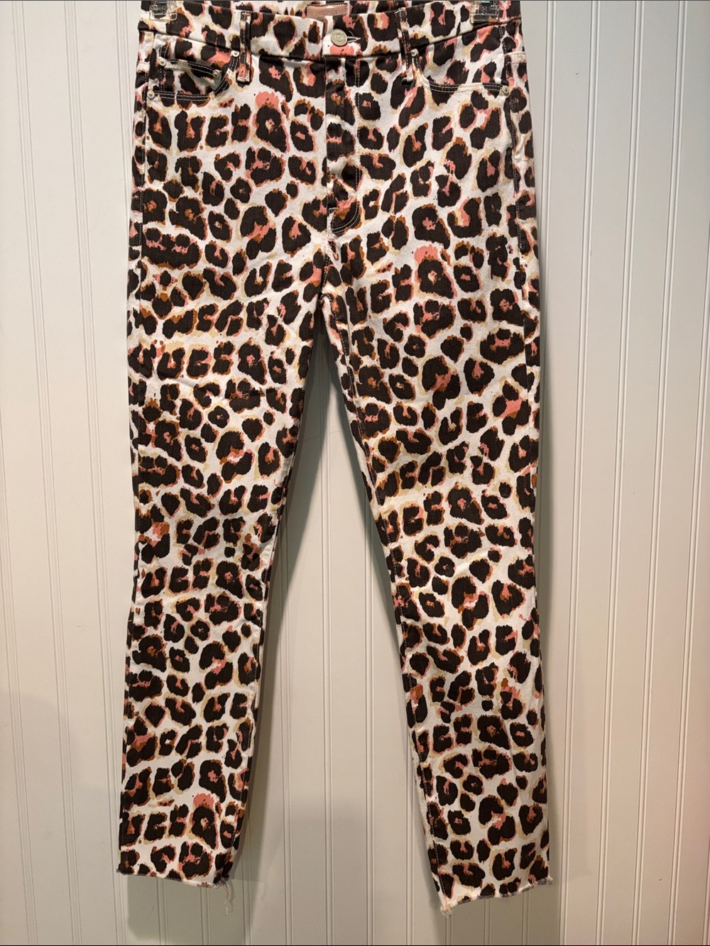 Mother High-Waisted Looker Ankle Fray in Touch of the Tiger Print Sz 28